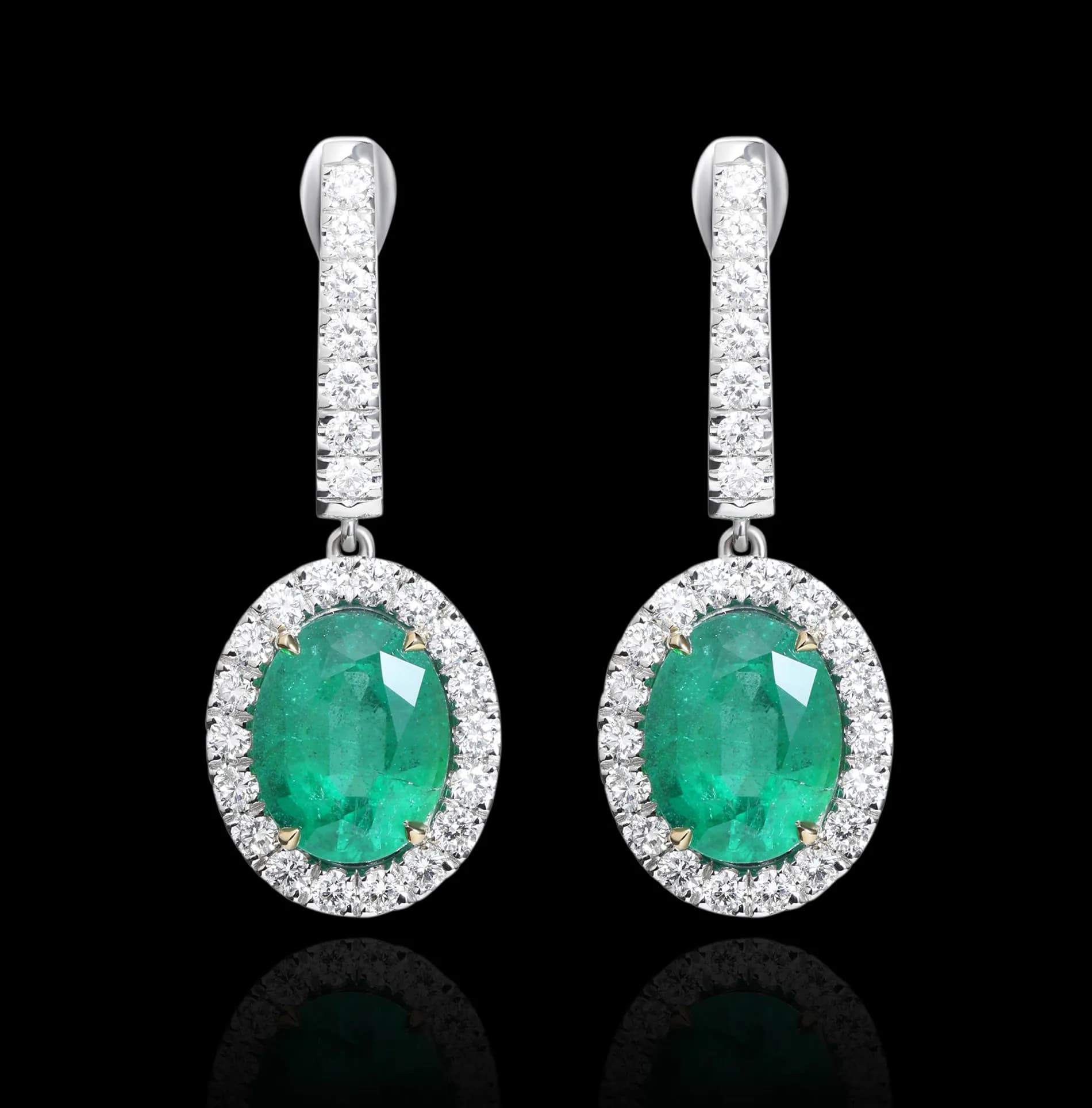 Сережки з натуральними смарагдами з білого золота Royal Emerald E29 18K